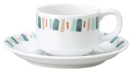 ヤマツ　グリーン十草　スタックカプチーノ碗・ソーサー